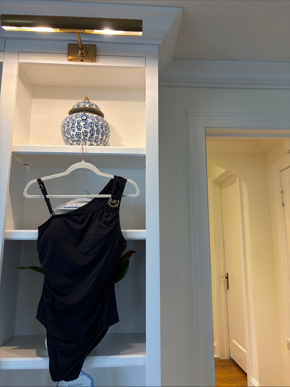 Michael Kors black one shoulder Swim Suit